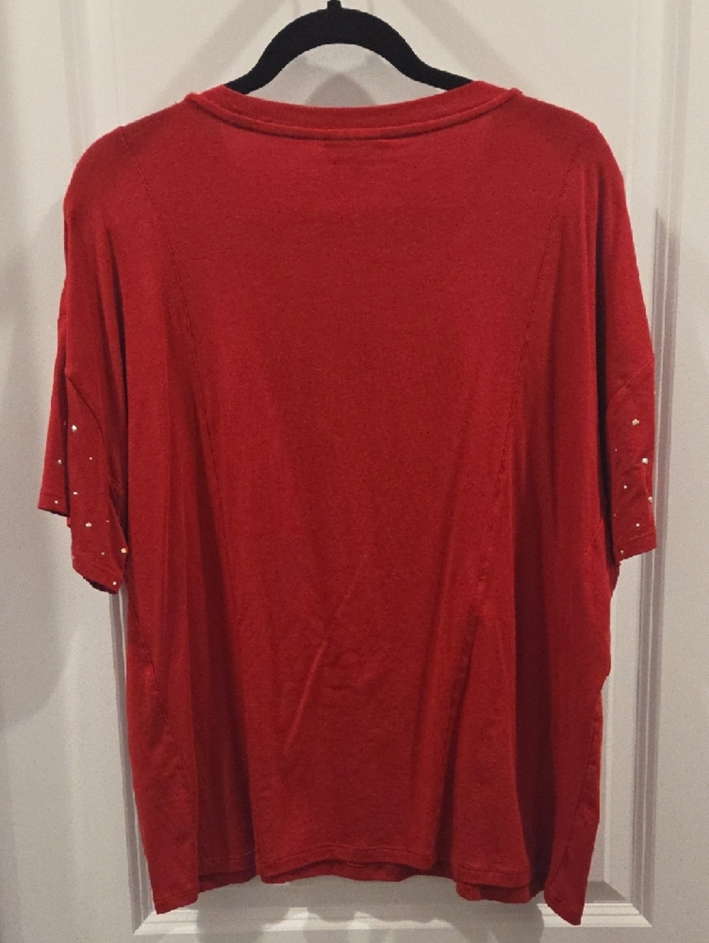 DKNY Red Short-Sleeve Studded Crewneck Tee - Picture 4 of 4